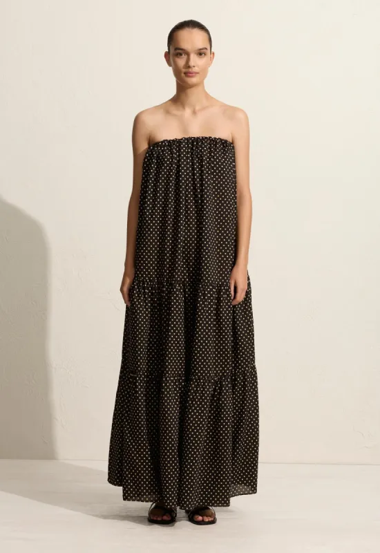 Voluminous Strapless Tiered Dress - Polka Dot sold by Matteau