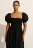 Shirred Bodice Peasant Dress - Black sold by Matteau