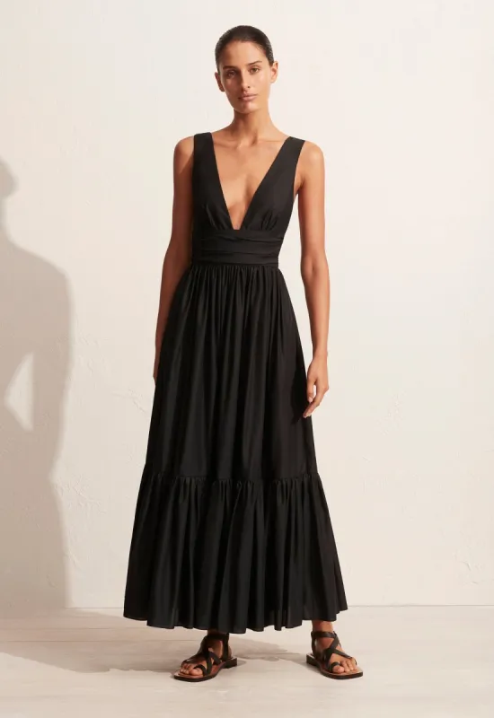 The Tiered Plunge Dress - Black sold by Matteau
