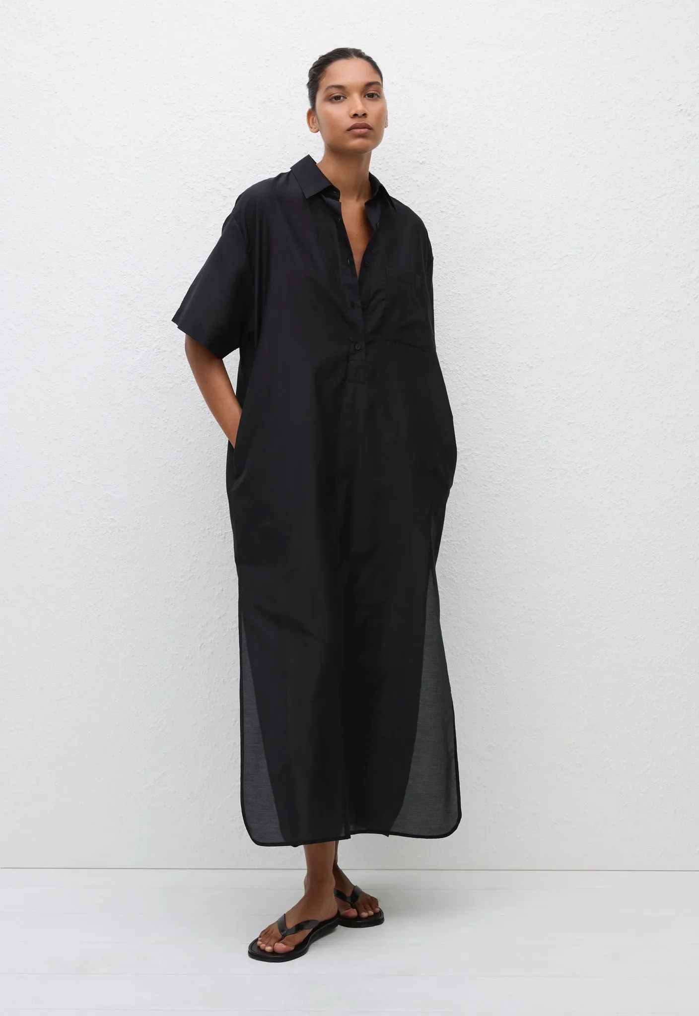 Pop-Over Shirt Dress - Black sold by Matteau product image thumbnail 2