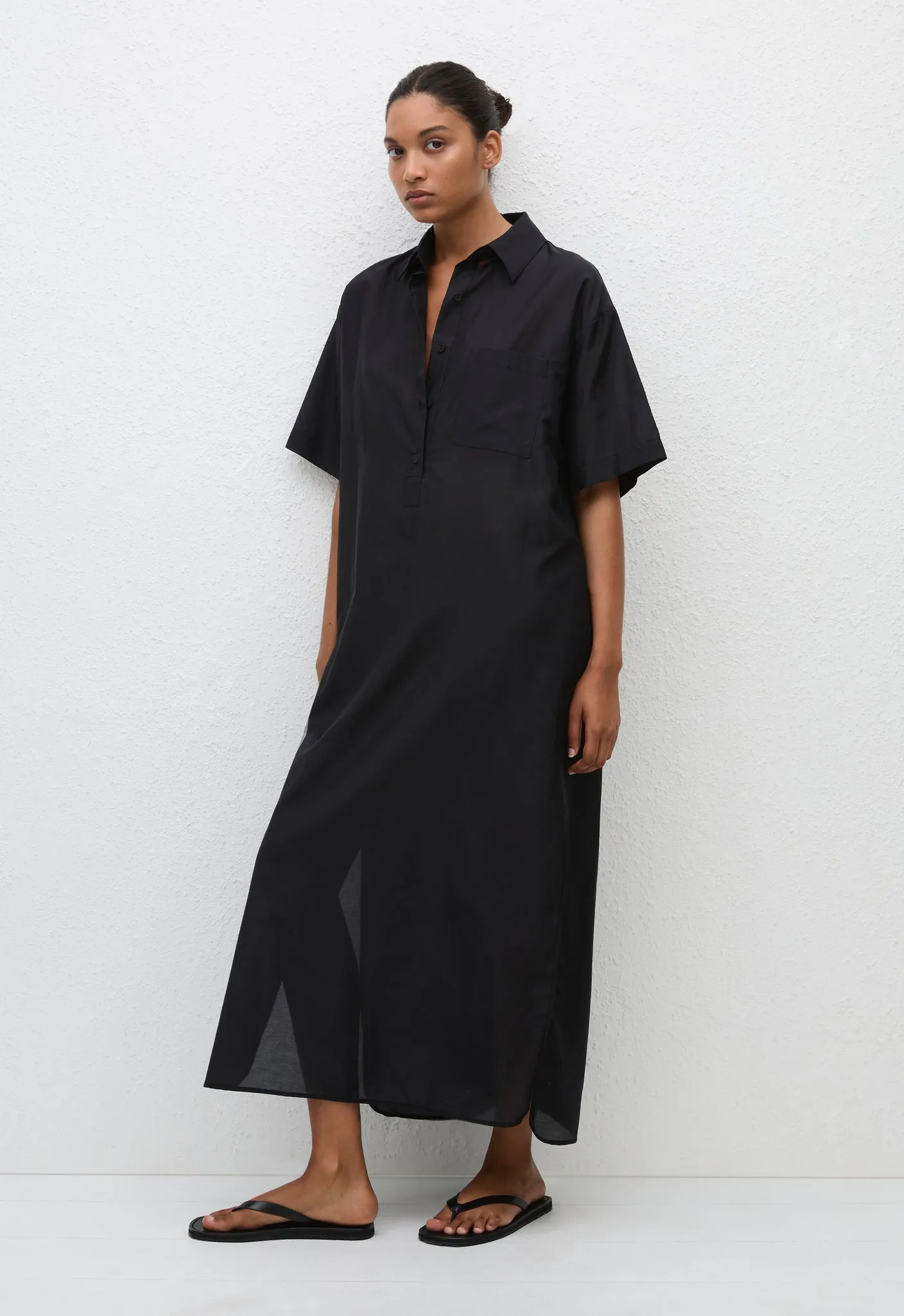 Pop-Over Shirt Dress - Black sold by Matteau product image thumbnail 3