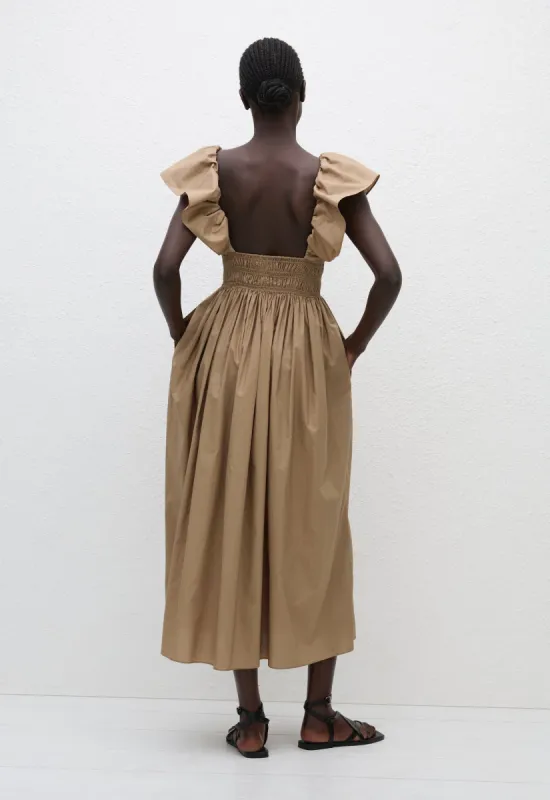 Flutter Sleeve Midi Dress - Stone sold by Matteau