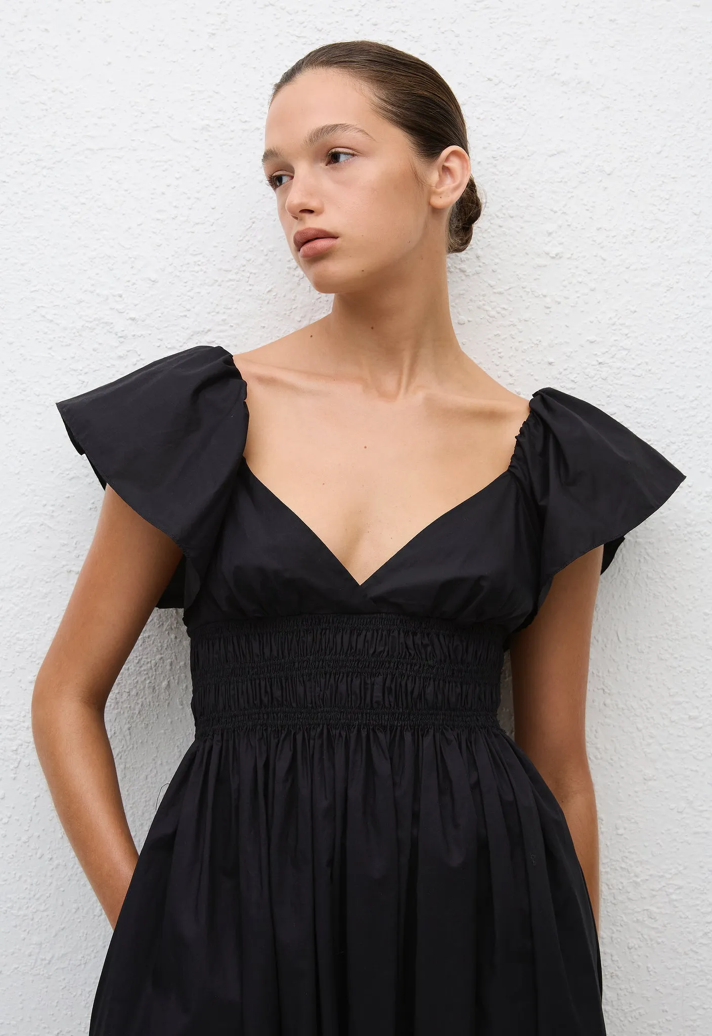 Flutter Sleeve Midi Dress - Black sold by Matteau product image thumbnail 3