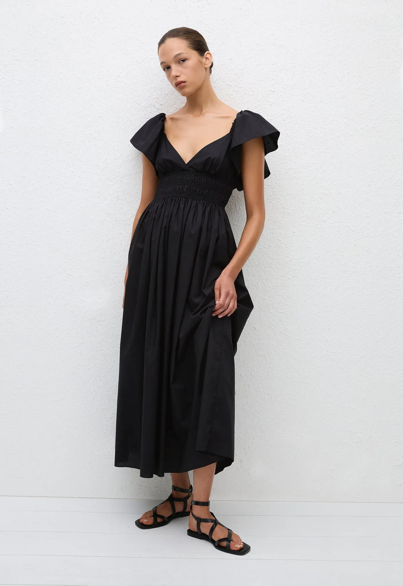 Flutter Sleeve Midi Dress - Black sold by Matteau