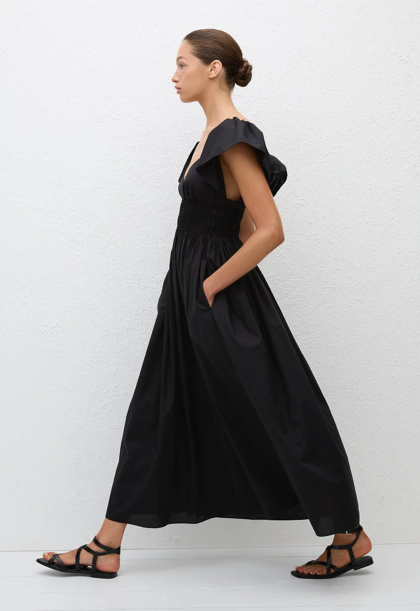 Flutter Sleeve Midi Dress - Black sold by Matteau product image thumbnail 2