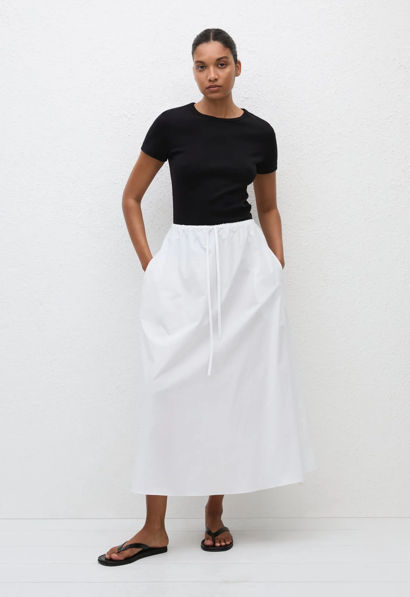 Drawcord Skirt - White sold by Matteau