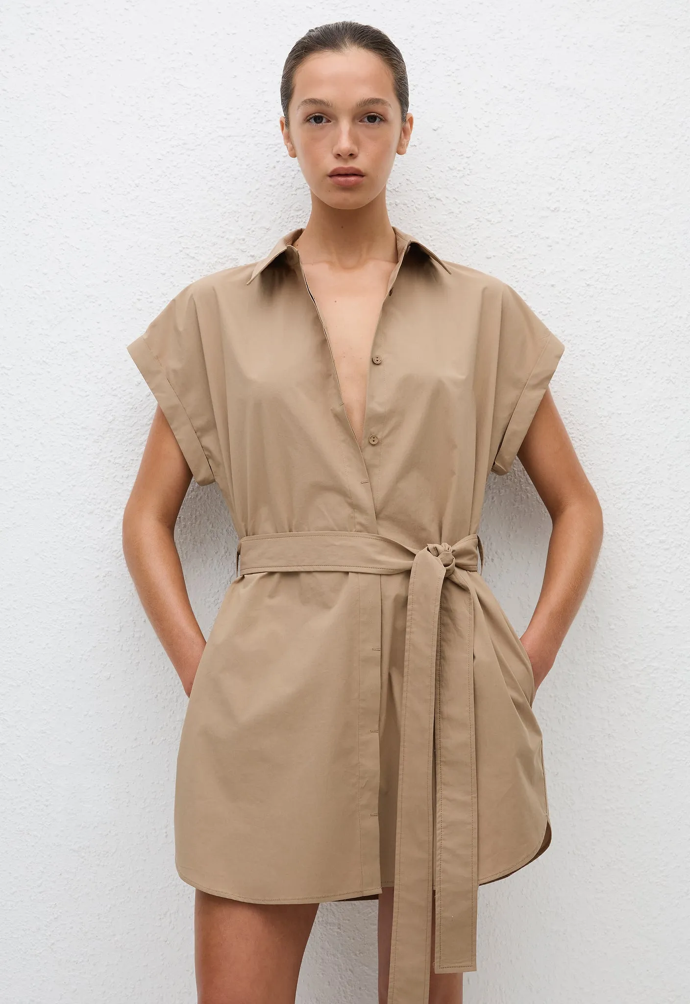 Mini Shirt Dress - Stone sold by Matteau