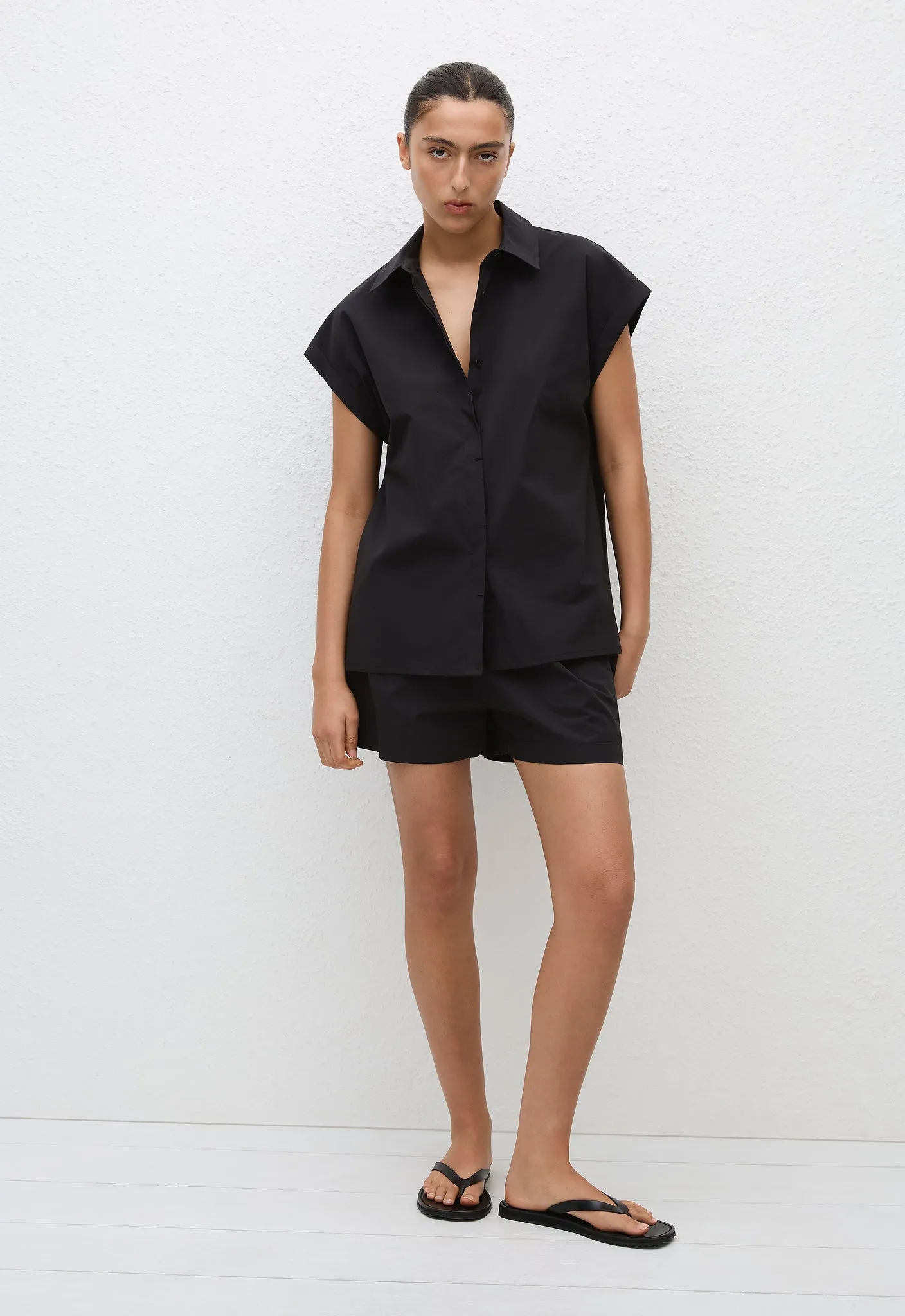 Relaxed Sleeveless Shirt - Black sold by Matteau