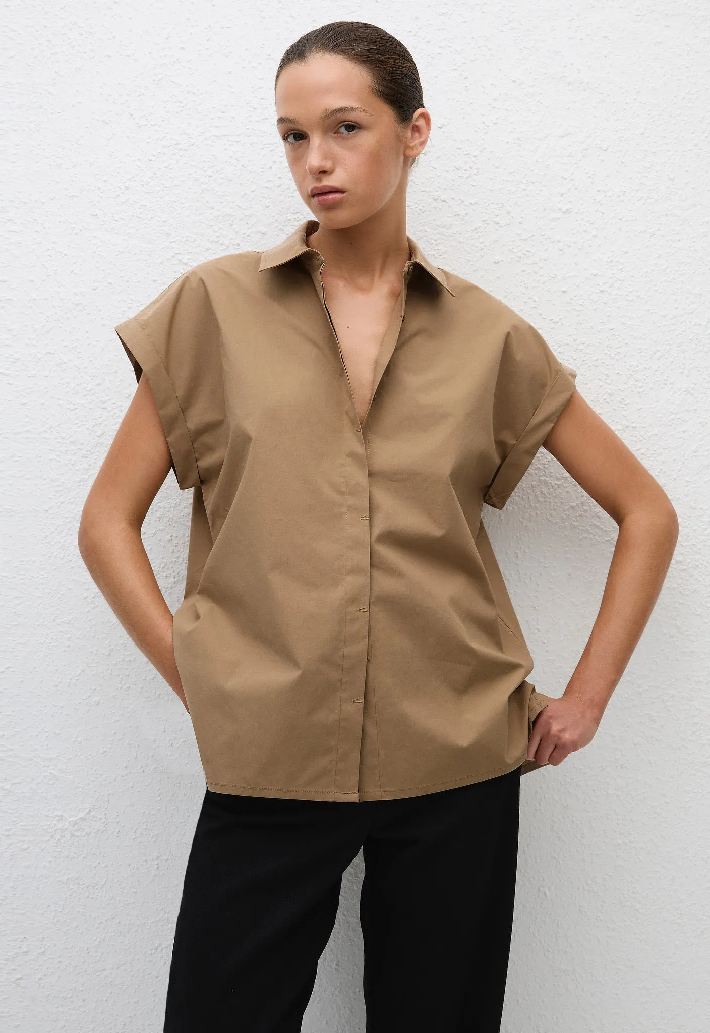Relaxed Sleeveless Shirt - Stone sold by Matteau product image thumbnail 2