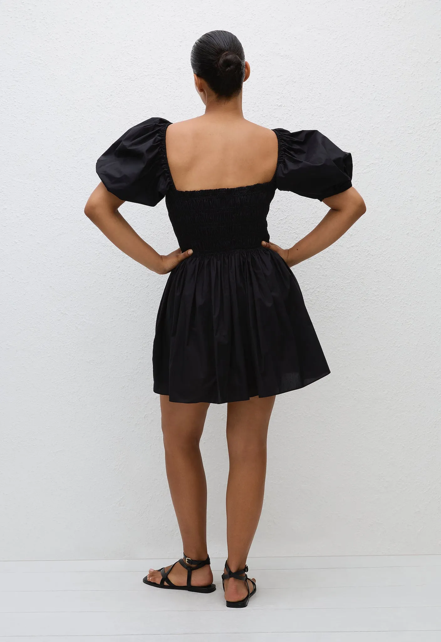 Shirred Peasant Mini Dress - Black sold by Matteau product image thumbnail 3