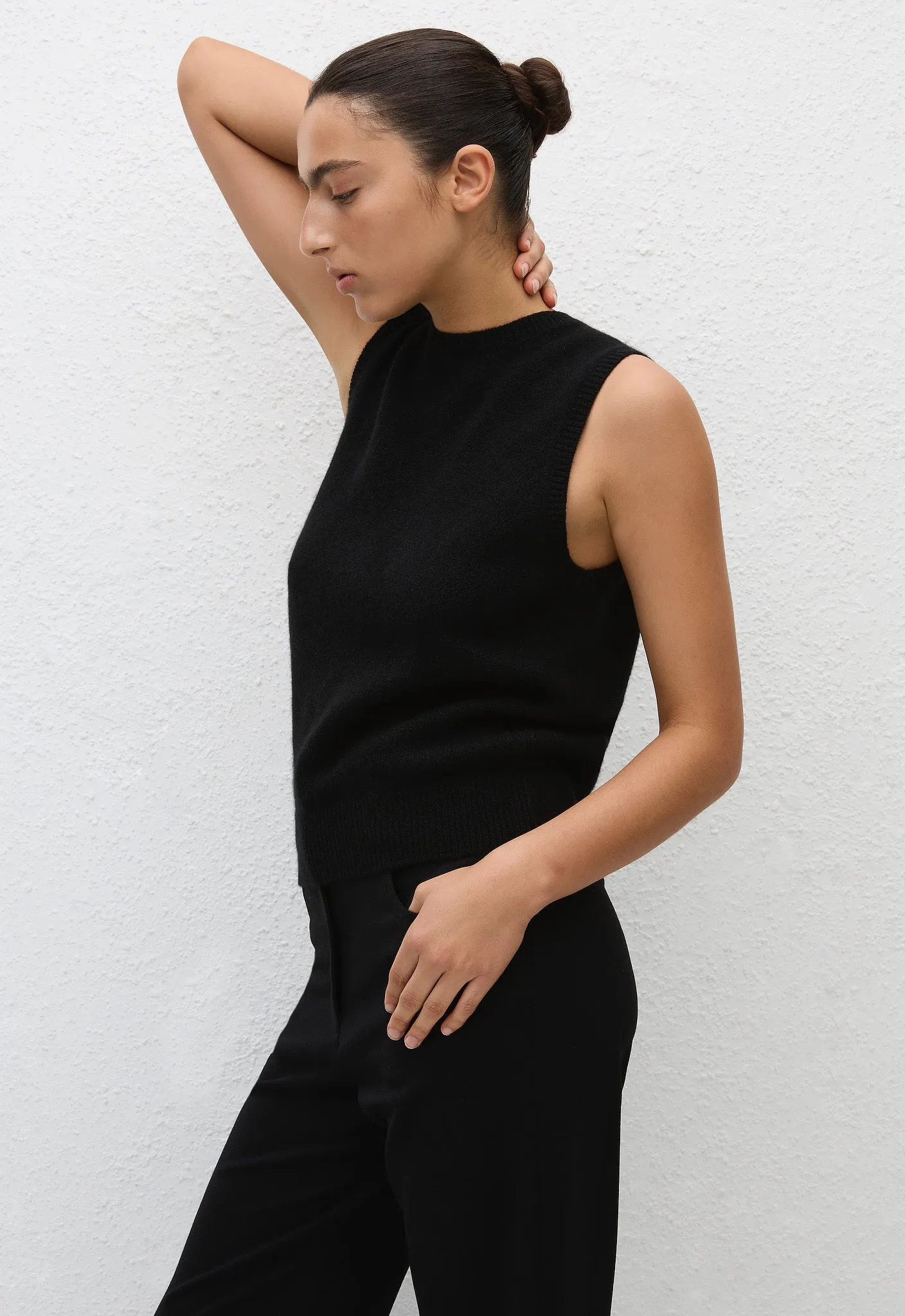 Cashmere Crew Vest - Black sold by Matteau product image thumbnail 3