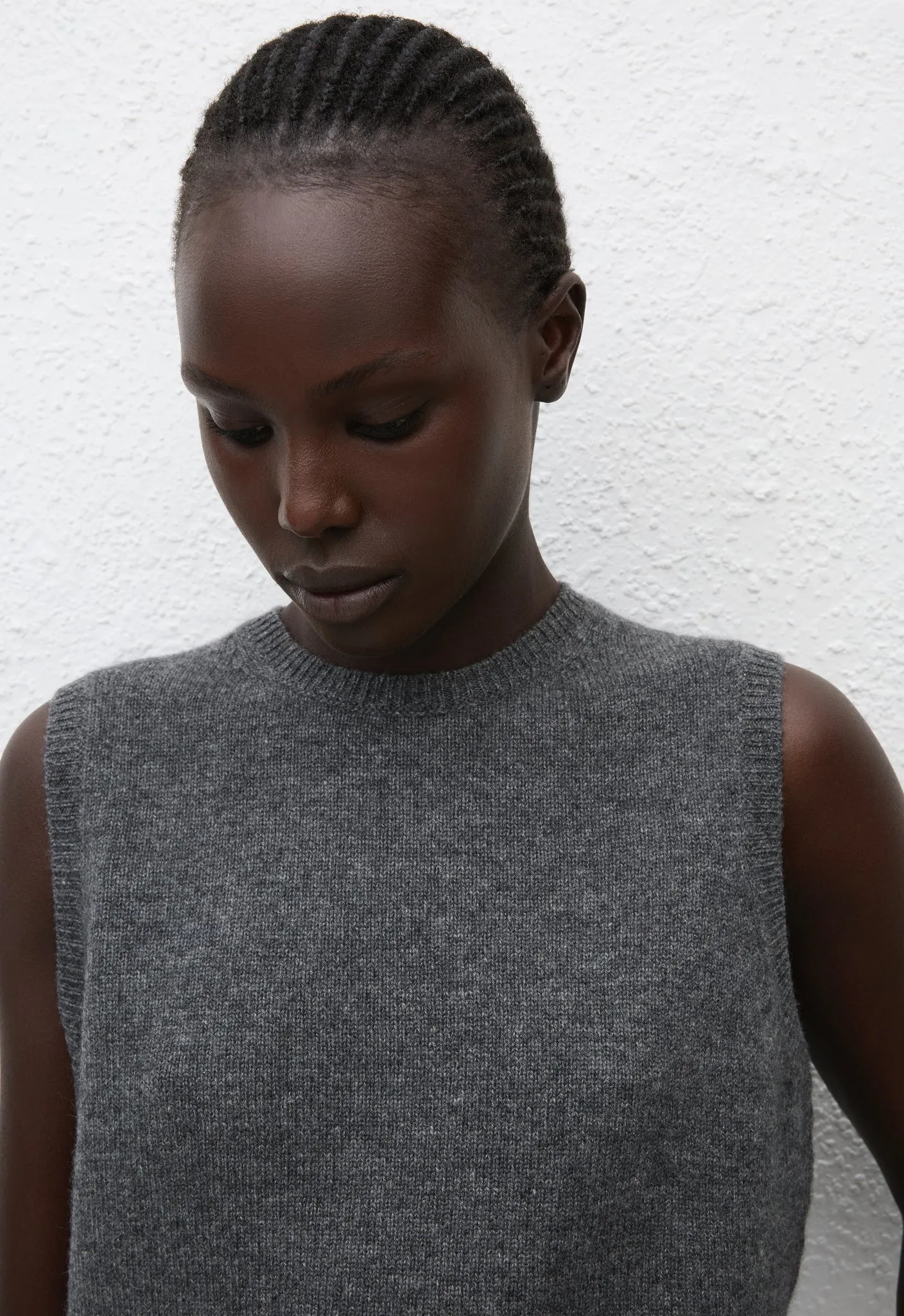 Cashmere Crew Vest - Charcoal sold by Matteau product image thumbnail 3