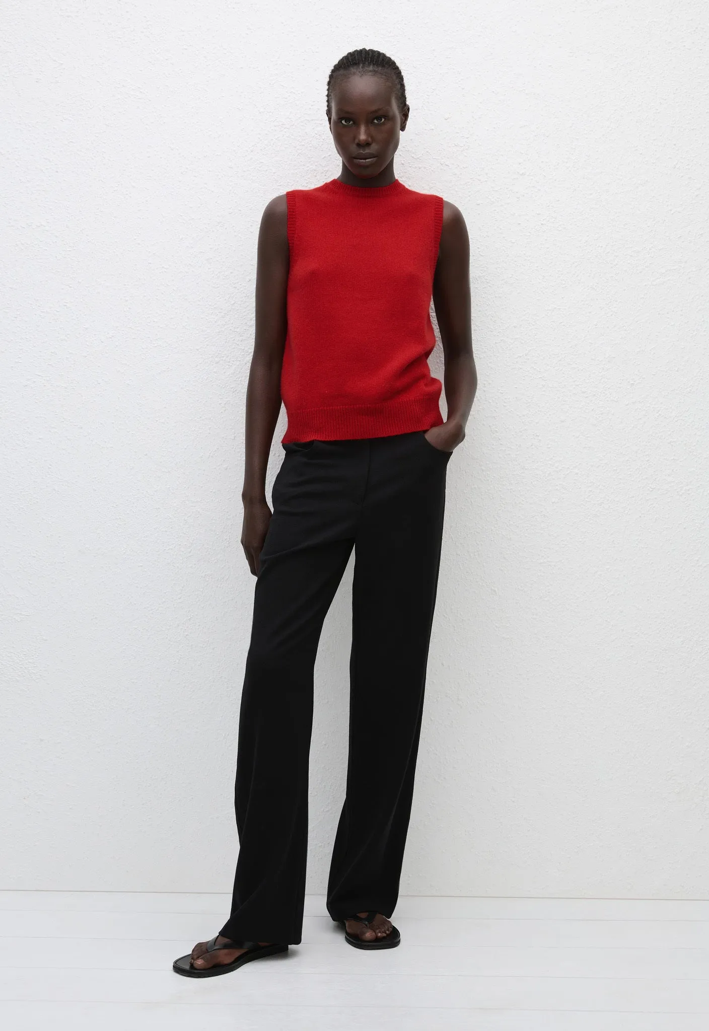 Cashmere Crew Vest - Crimson sold by Matteau product image thumbnail 2