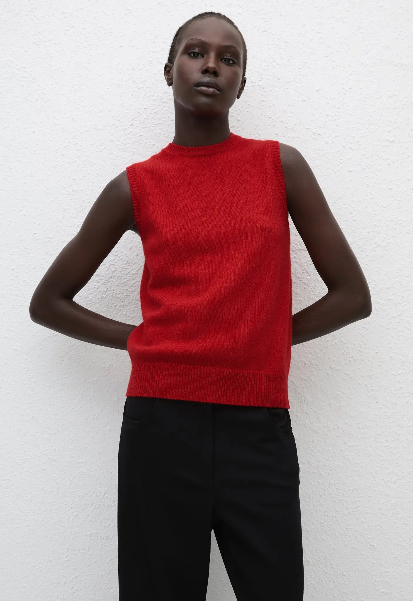 Cashmere Crew Vest - Crimson sold by Matteau product image thumbnail 3