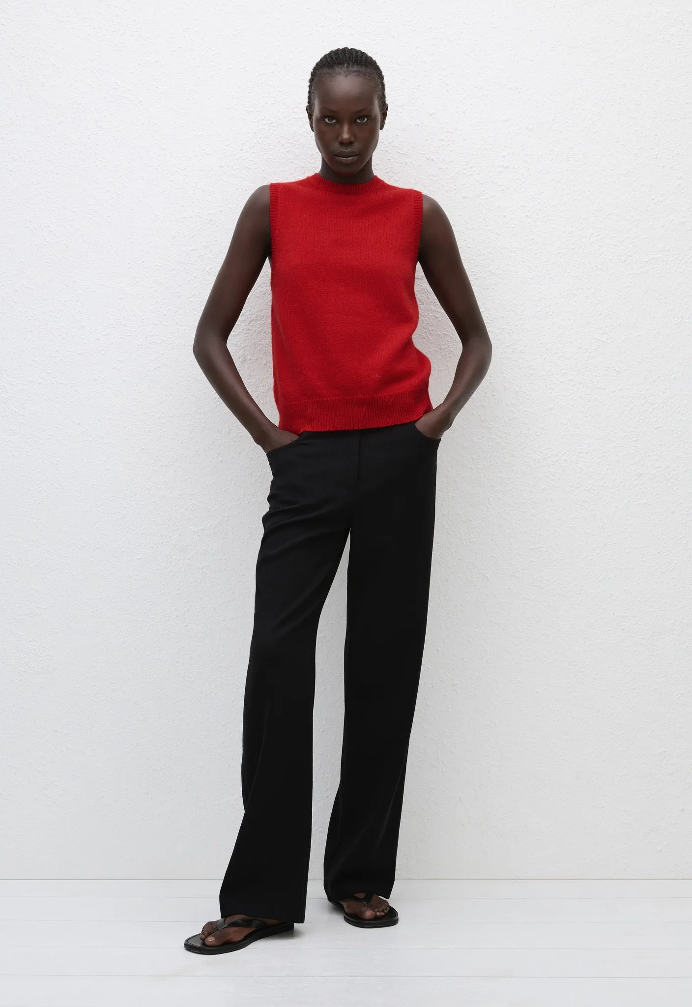 Cashmere Crew Vest - Crimson sold by Matteau