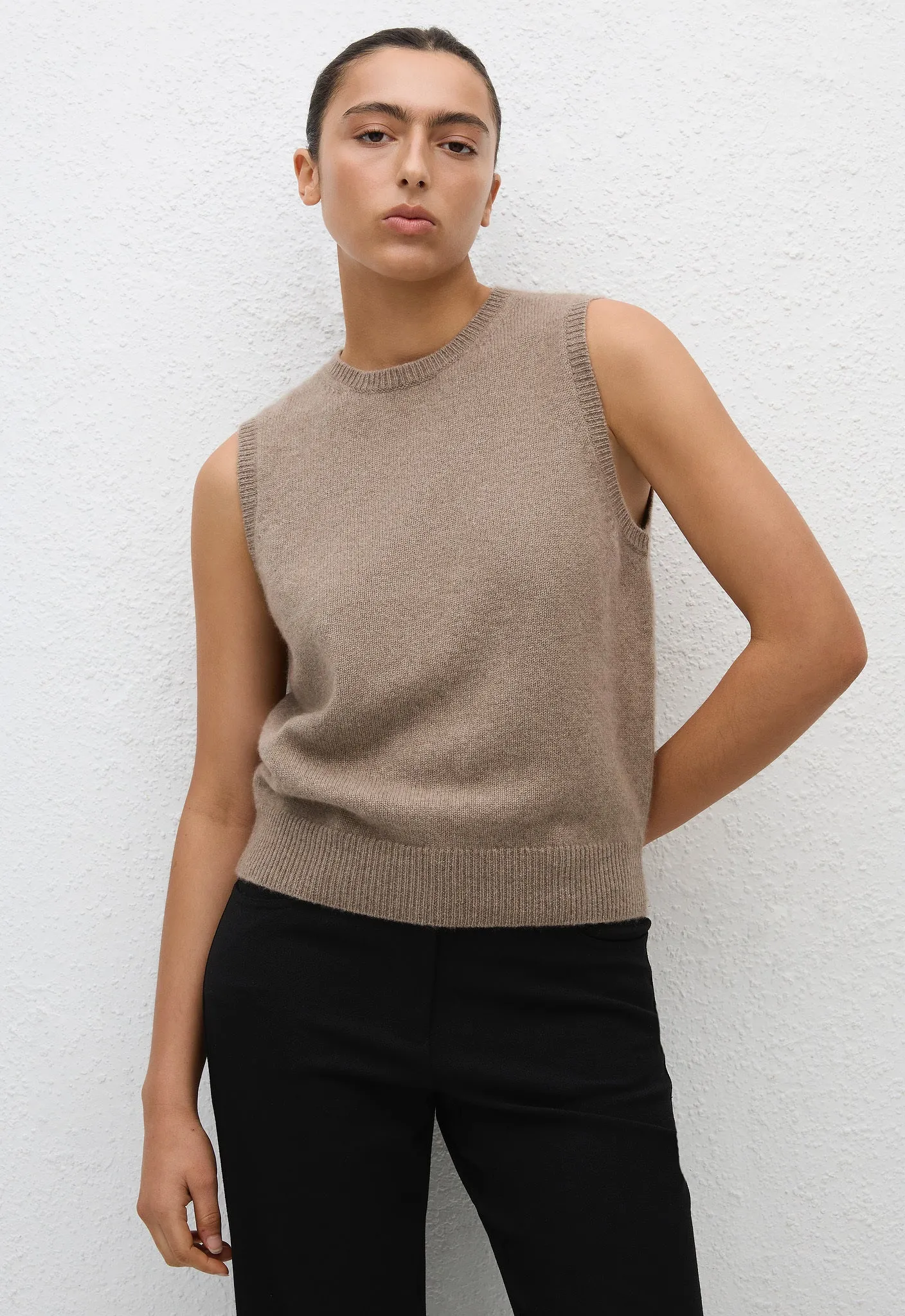 Cashmere Crew Vest - Wheat sold by Matteau product image thumbnail 2