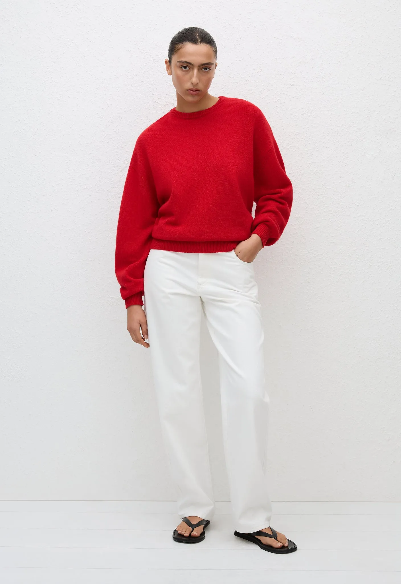 Cashmere Crew Sweater - Crimson sold by Matteau