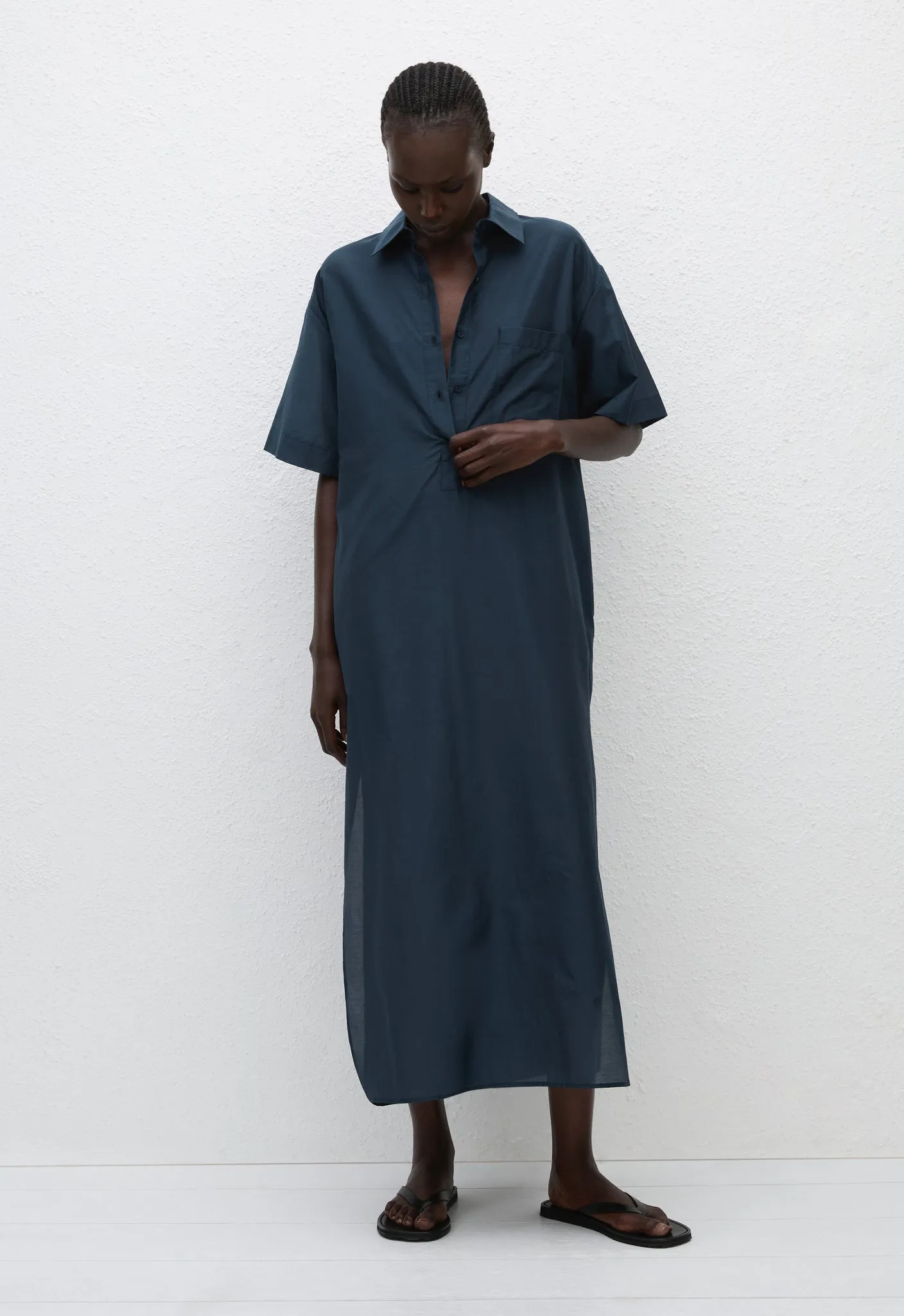 Pop-Over Shirt Dress - Midnight sold by Matteau