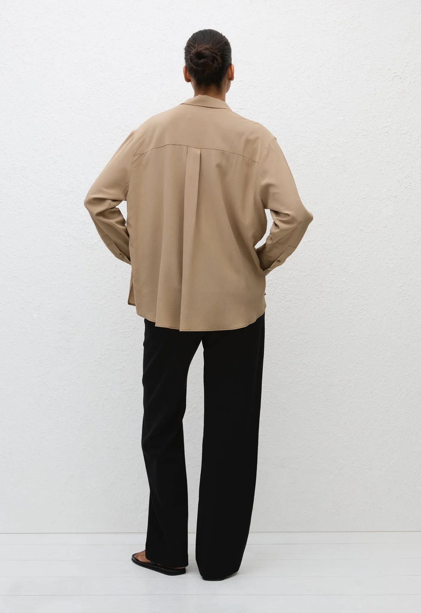 Long Sleeve Silk Shirt - Stone sold by Matteau product image thumbnail 3