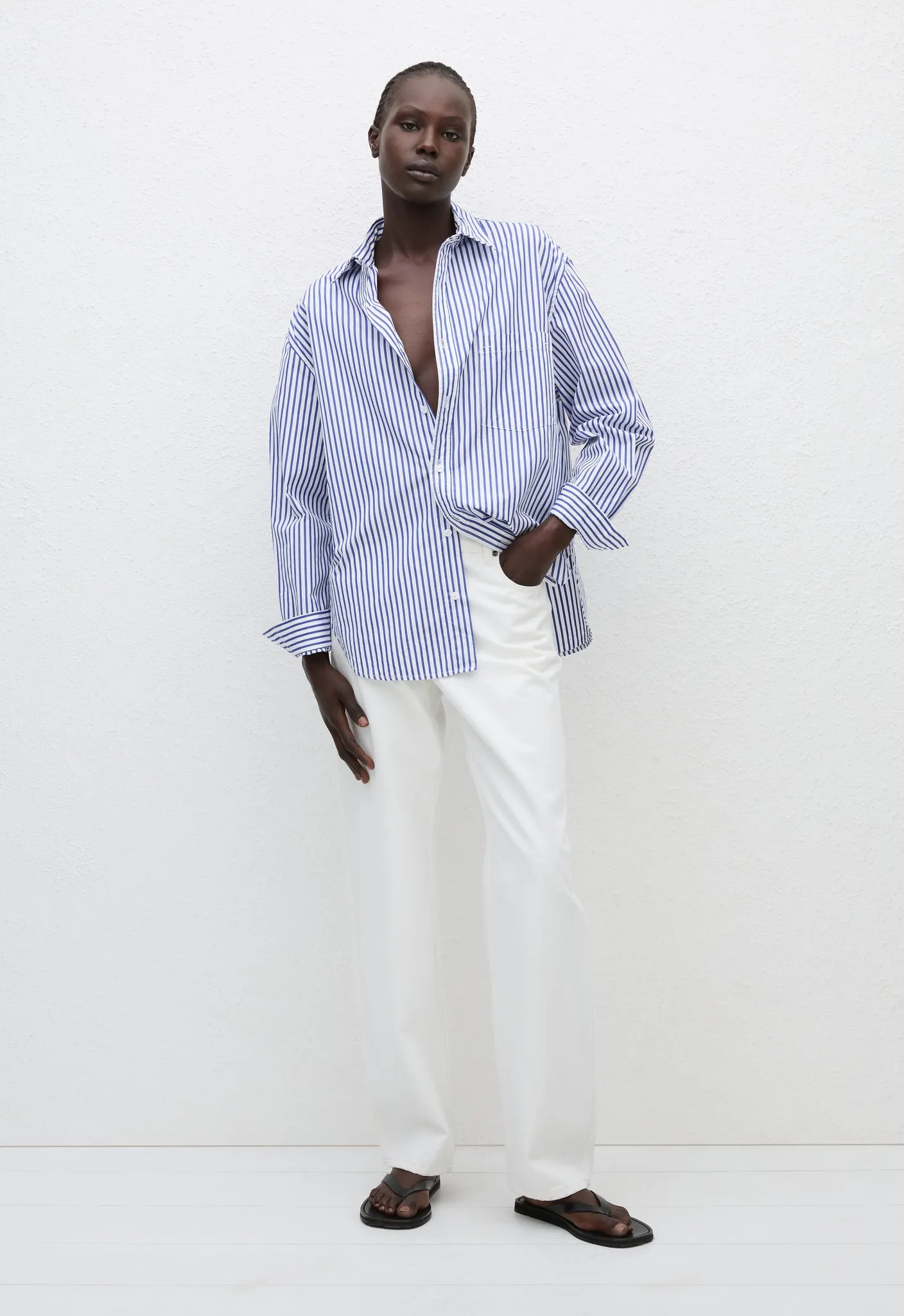 Classic Stripe Shirt - Cobalt Stripe sold by Matteau