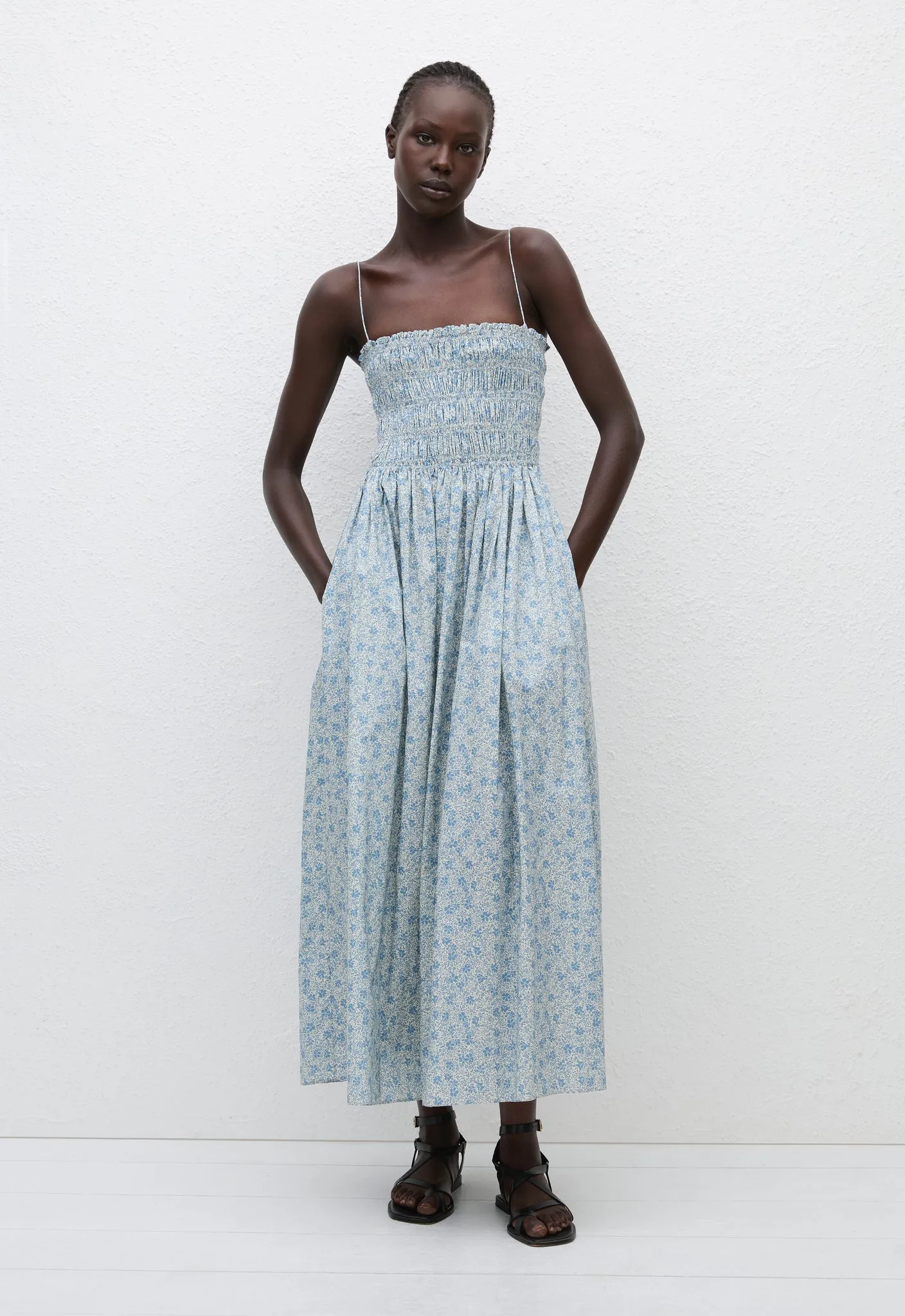 Shirred Bodice Dress - Cornflower sold by Matteau