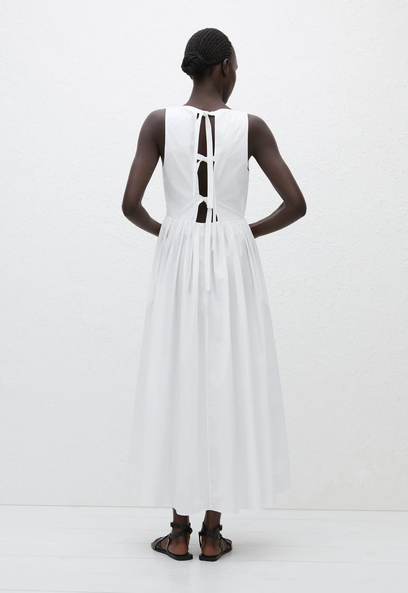 Tie Back Midi Dress - White sold by Matteau
