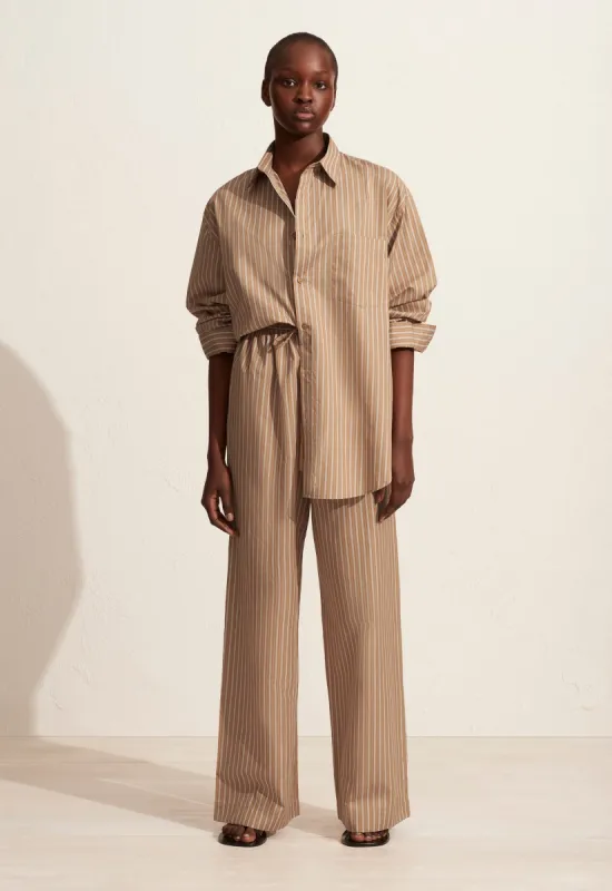 The Relaxed Stripe Trouser - Sand Stripe sold by Matteau