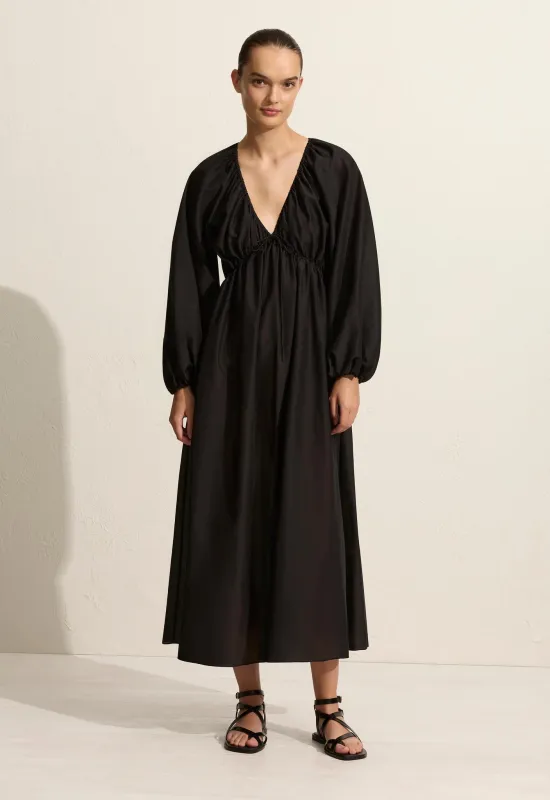 V-Neck Tie Dress - Black sold by Matteau