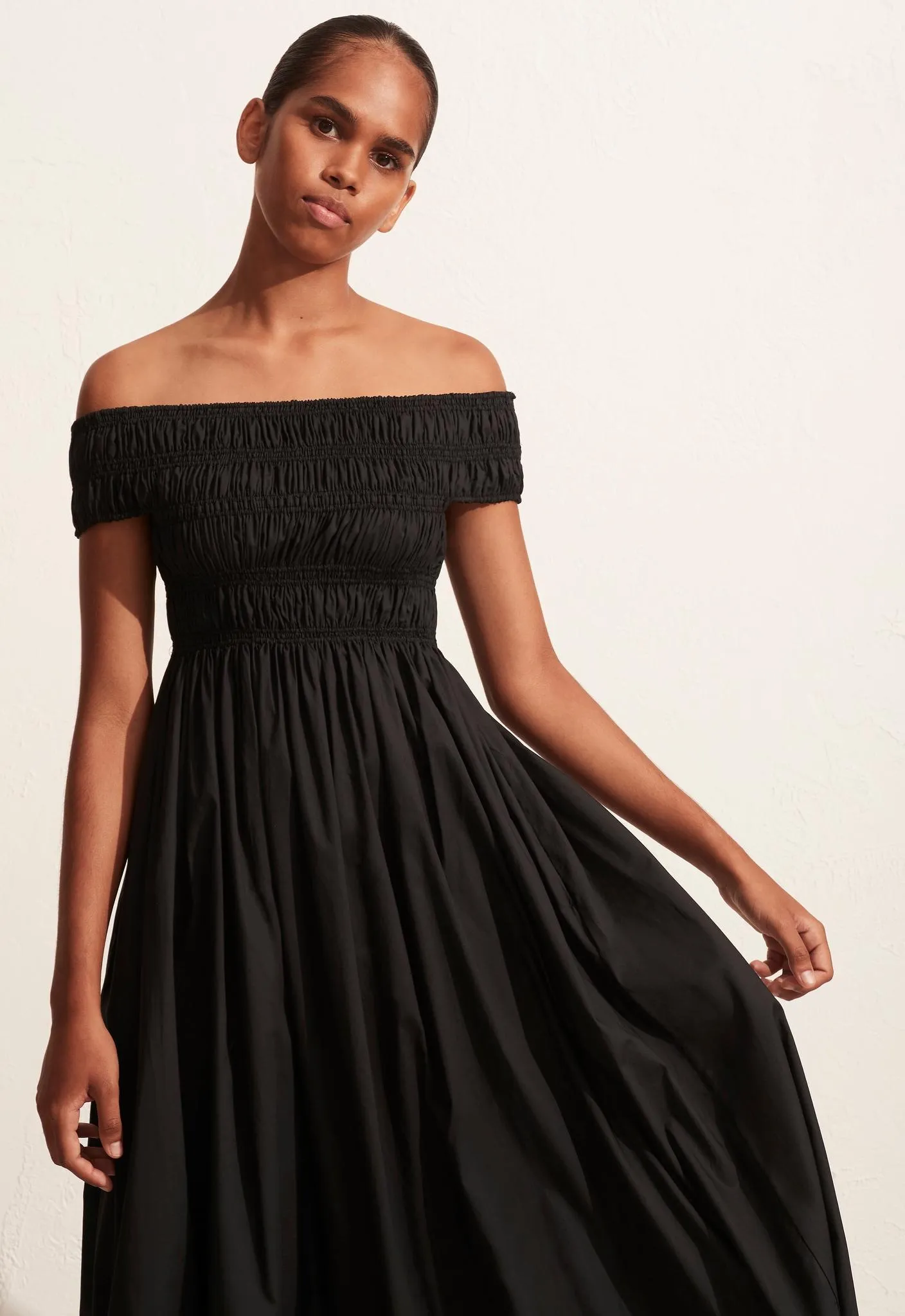 Shirred Off The Shoulder Dress - Black sold by Matteau product image thumbnail 2