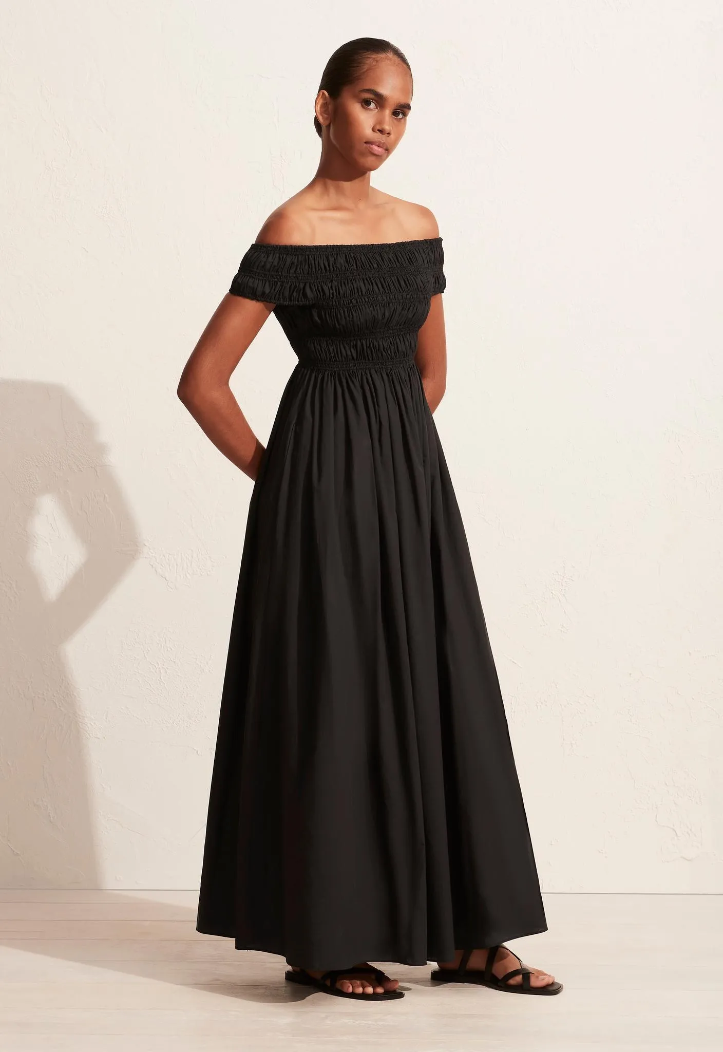 Shirred Off The Shoulder Dress - Black sold by Matteau product image thumbnail 4