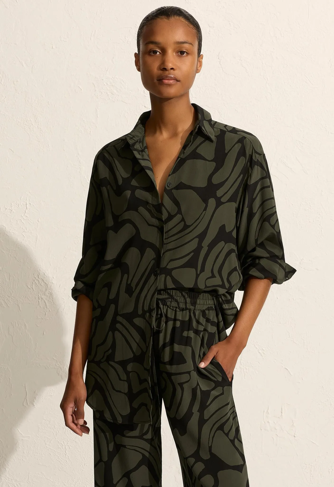 Long Sleeve Silk Shirt - Pebble sold by Matteau product image thumbnail 2