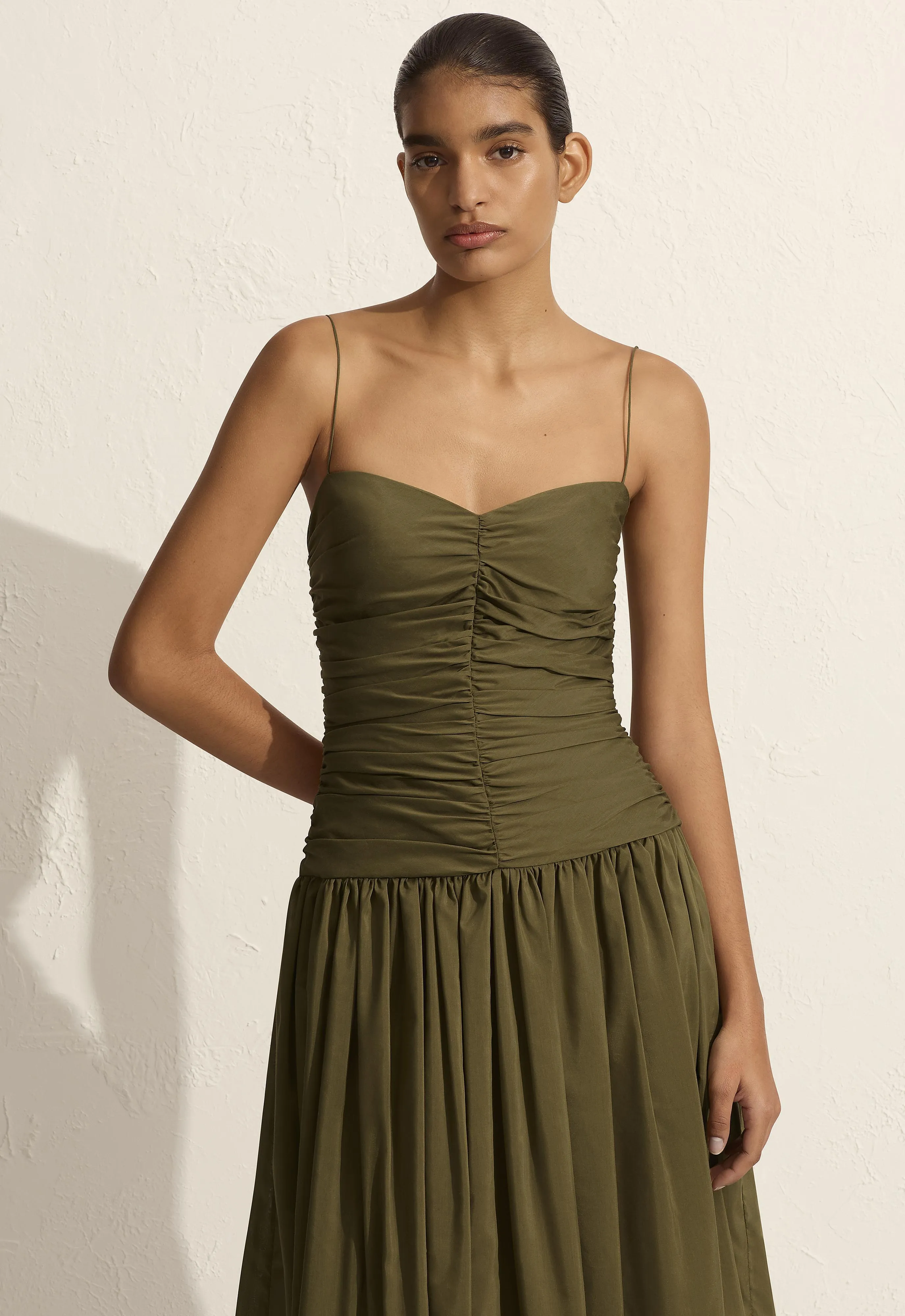 Gathered Drop Waist Dress - Olive sold by Matteau product image thumbnail 2