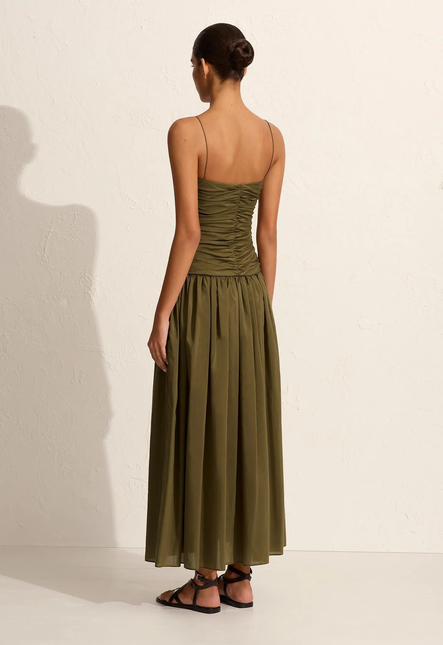 Gathered Drop Waist Dress - Olive sold by Matteau product image thumbnail 4