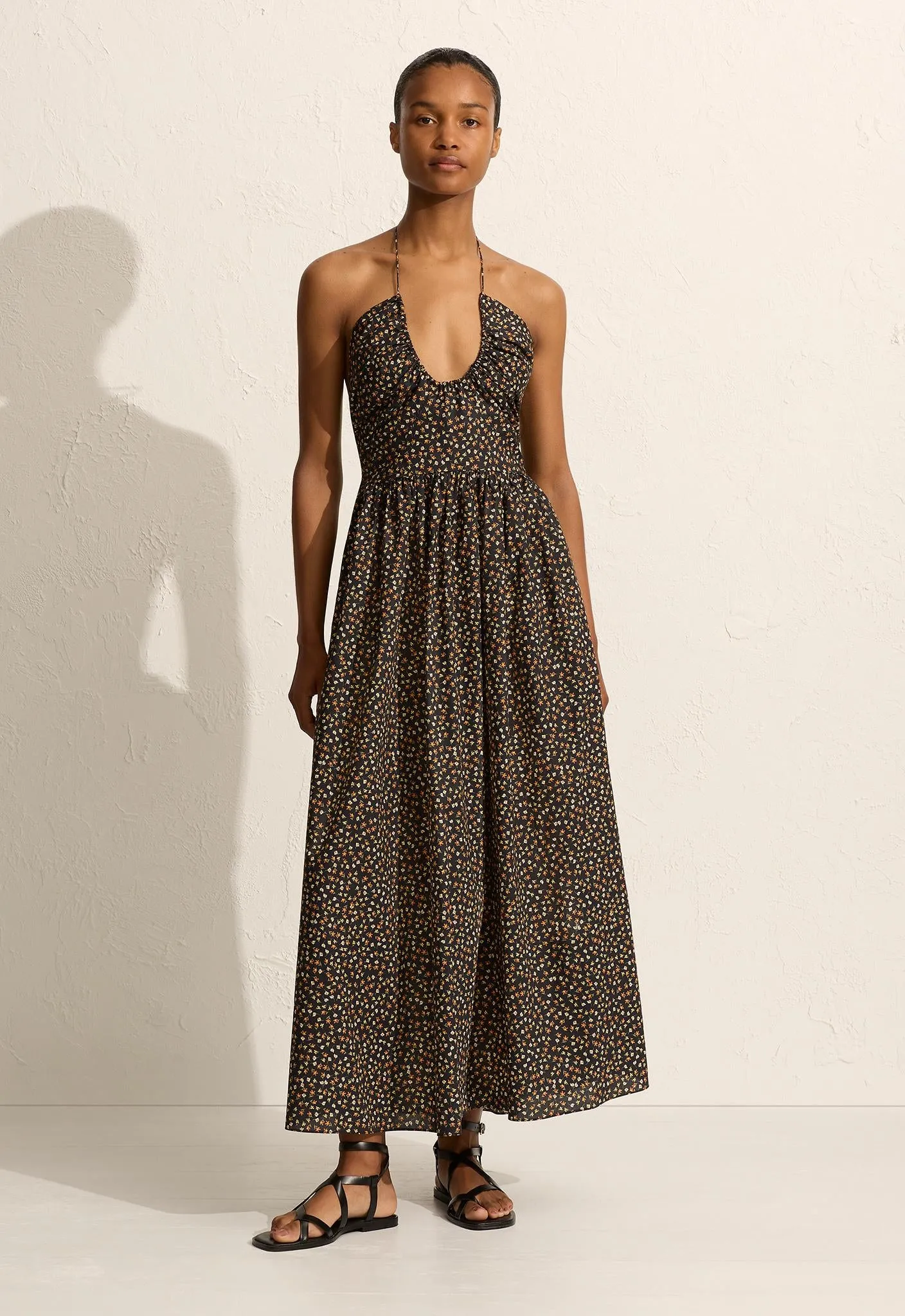 Drawcord Halter Sundress - Meadow sold by Matteau