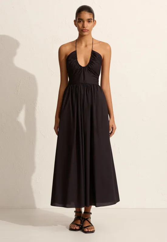 Drawcord Halter Sundress - Black sold by Matteau
