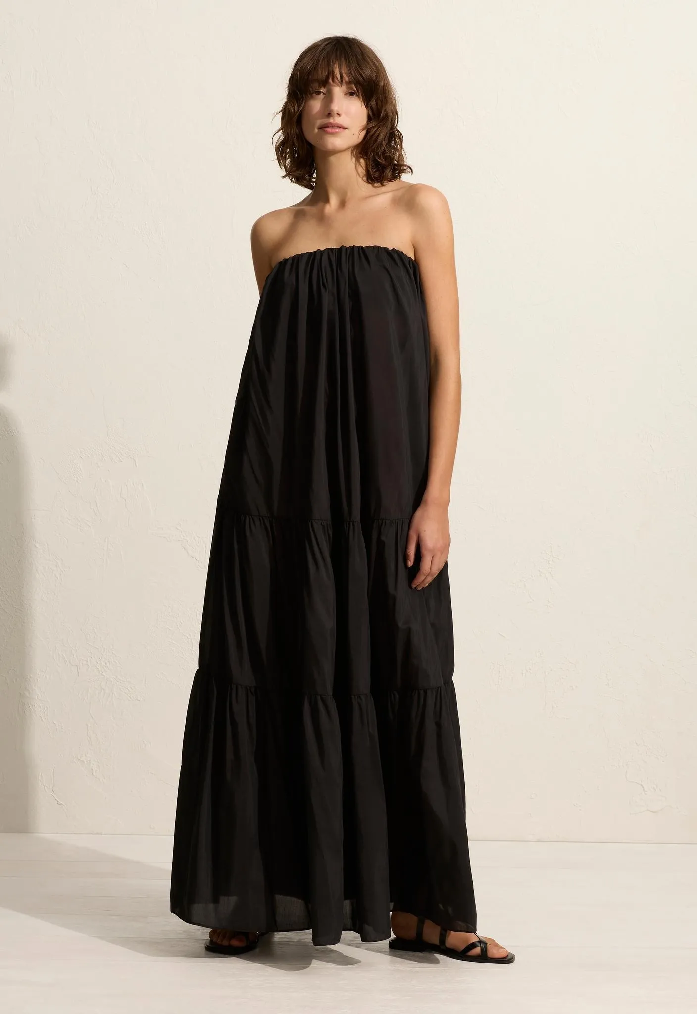 Voluminous Strapless Tiered Dress - Black sold by Matteau