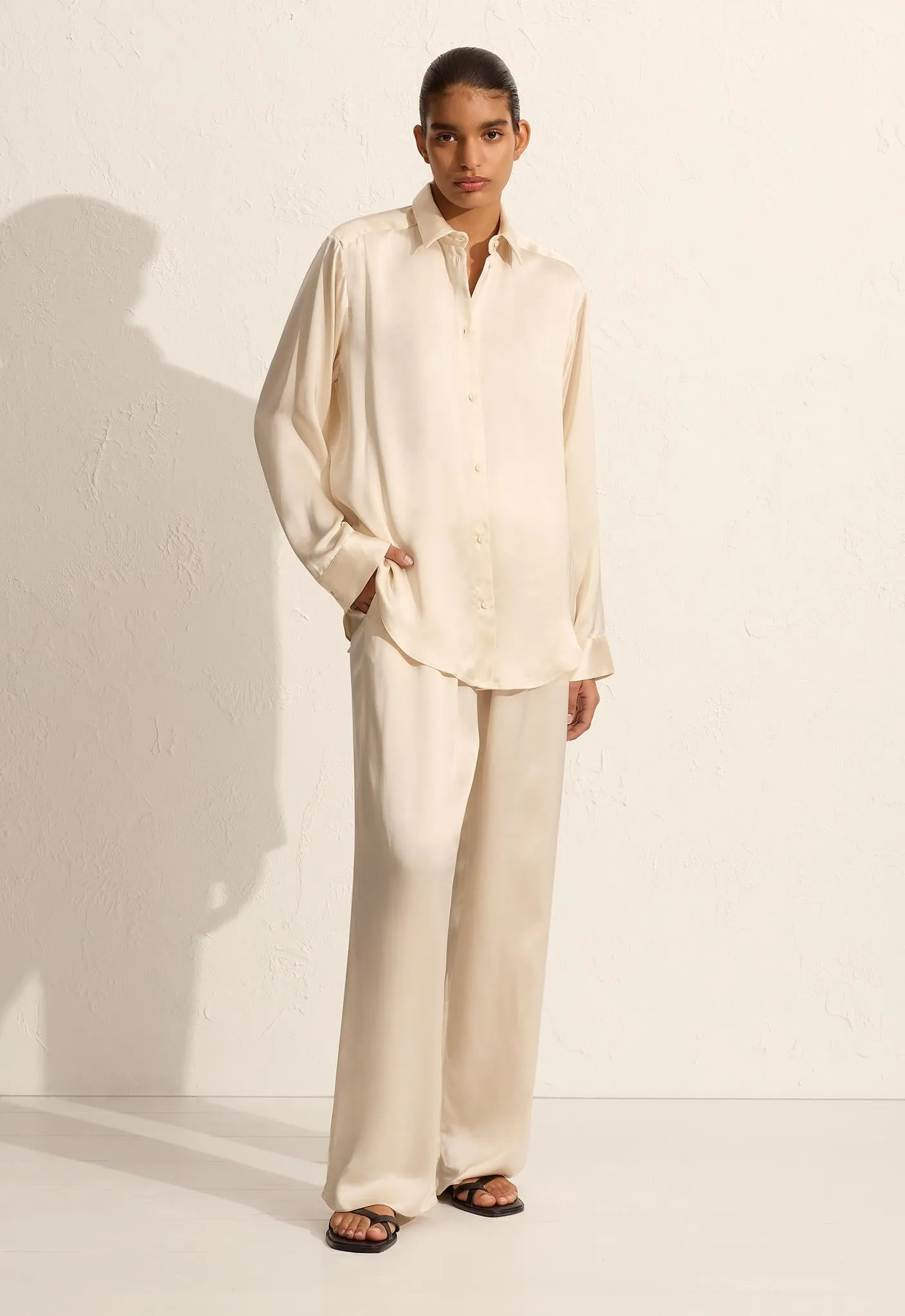 Satin Shirt - Ivory sold by Matteau
