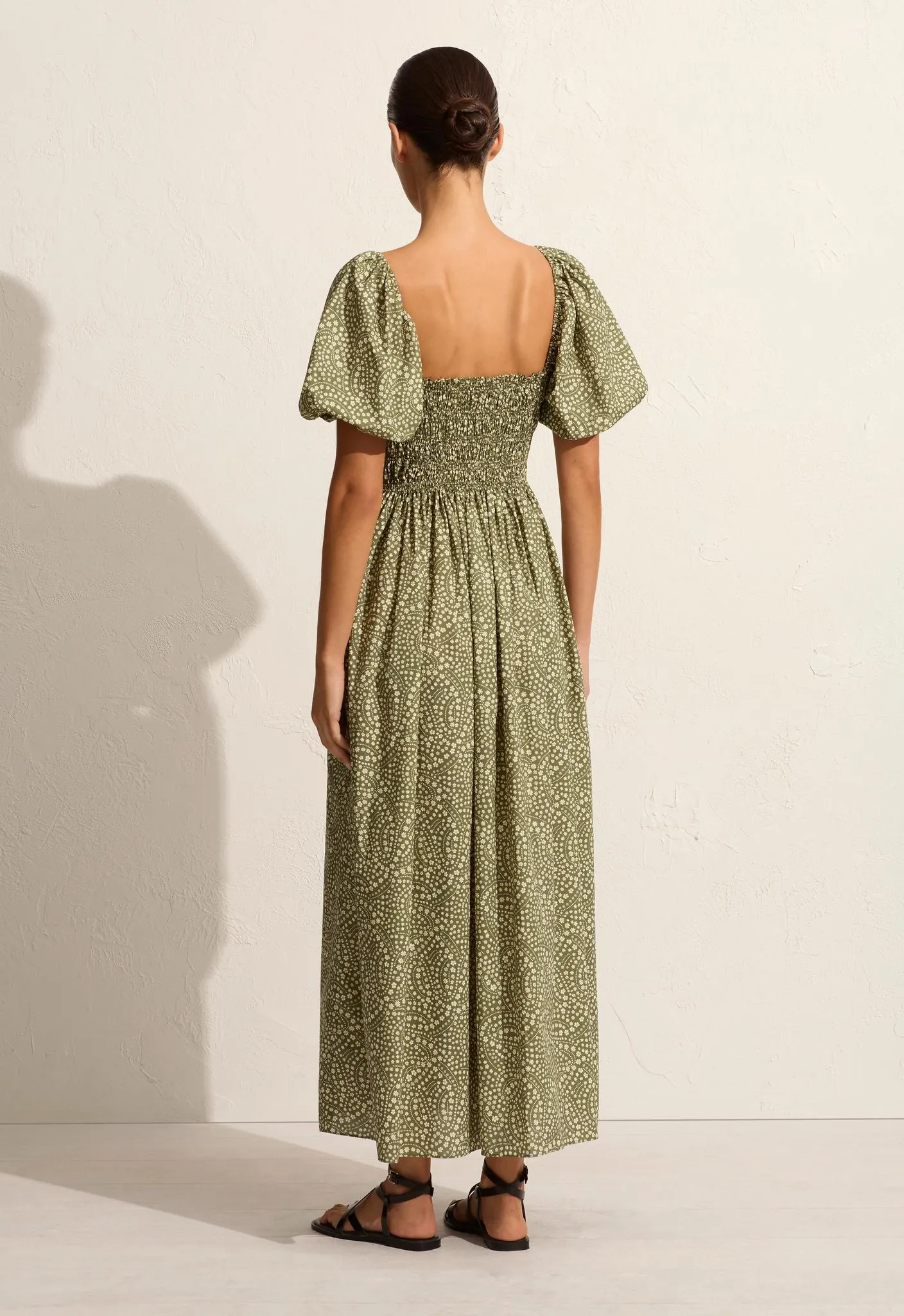 Shirred Bodice Peasant Dress - Jasmine (Olive) sold by Matteau product image thumbnail 4