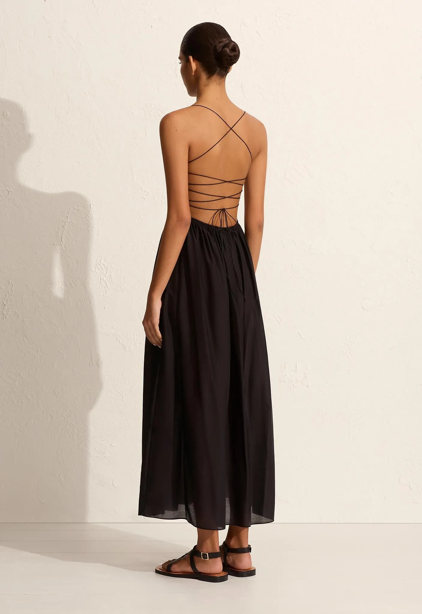 Shirred Lace Up Dress - Black sold by Matteau product image thumbnail 4