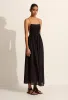 Shirred Lace Up Dress - Black sold by Matteau