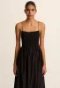 Shirred Lace Up Dress - Black sold by Matteau