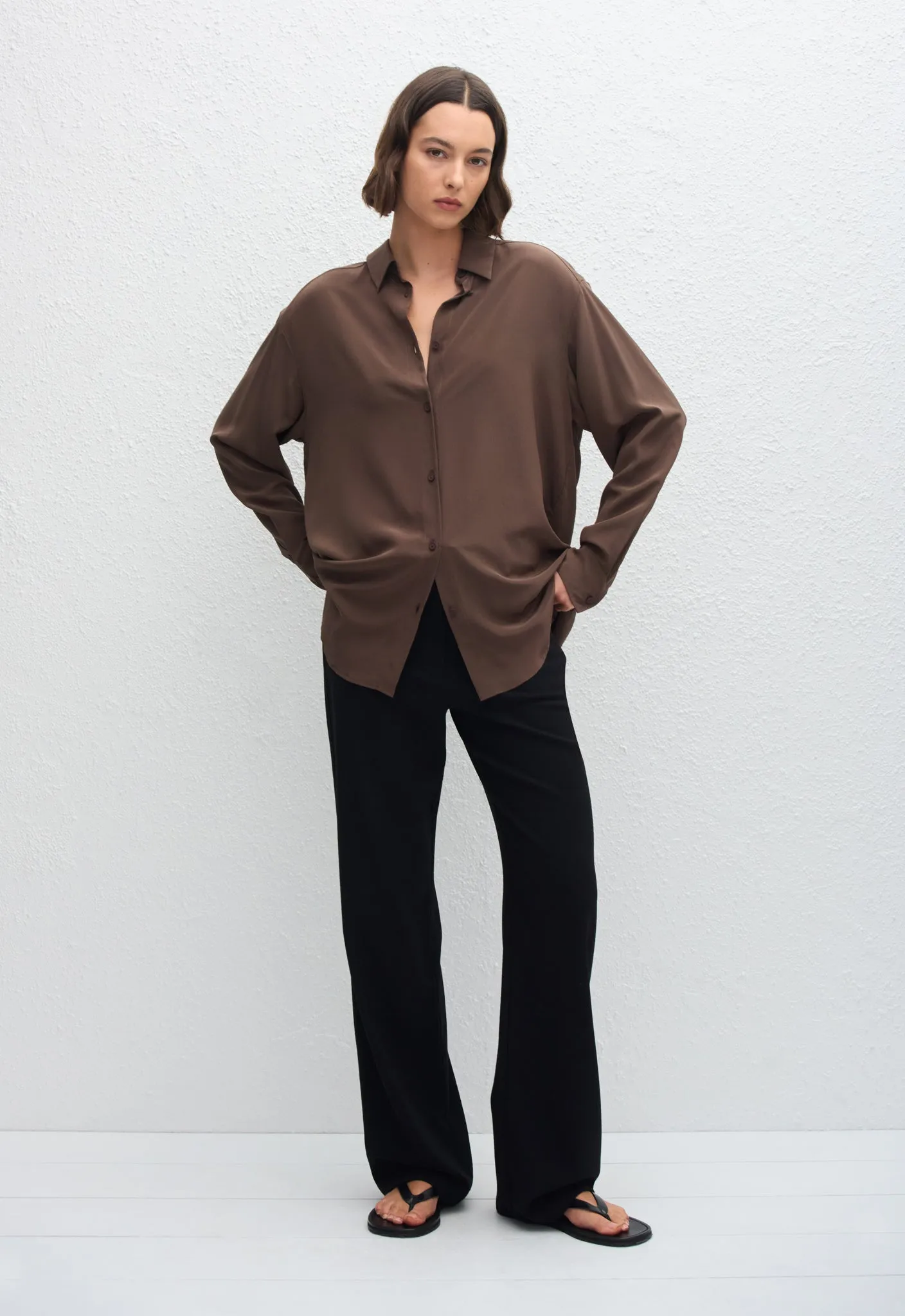 Long Sleeve Silk Shirt - Truffle sold by Matteau product image thumbnail 2