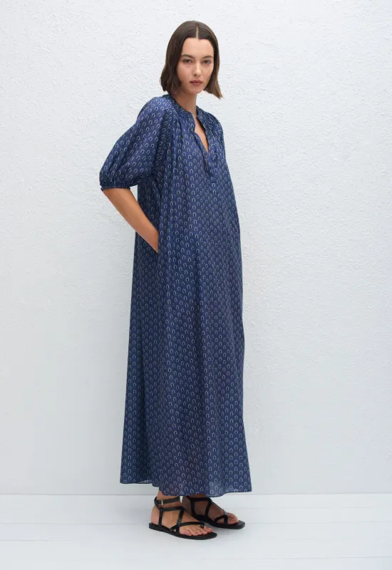 Gathered Yoke Popover Dress - Cassis sold by Matteau