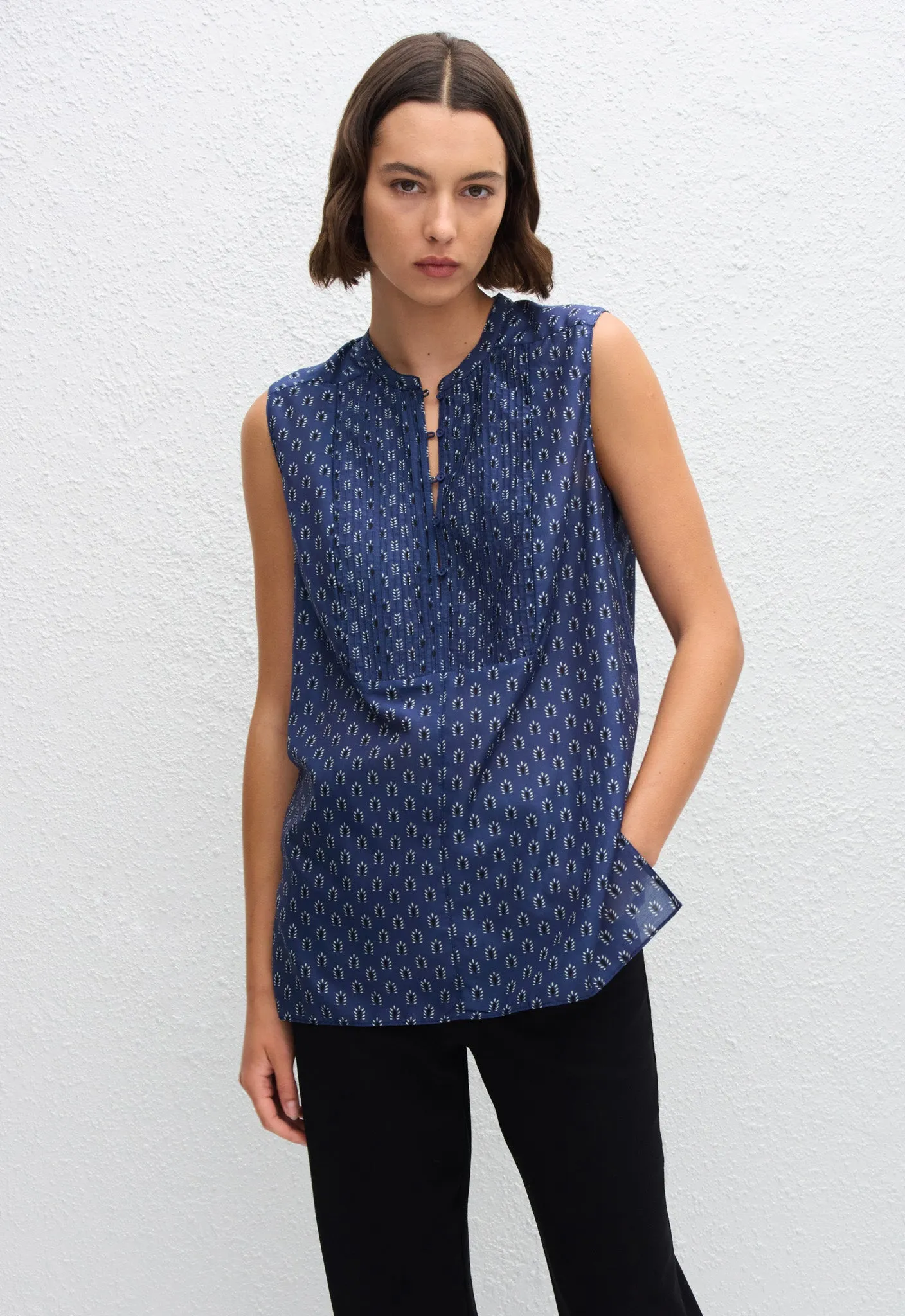 Sleeveless Pintuck Tunic - Cassis sold by Matteau product image thumbnail 2