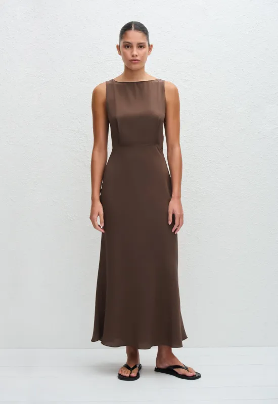 Boat Neck Bias Dress - Truffle sold by Matteau