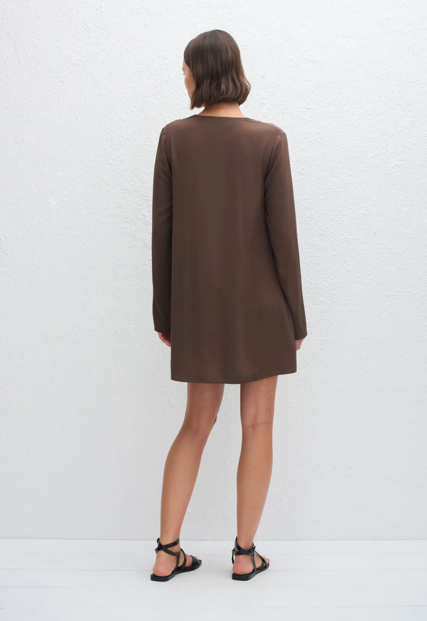 Deep V Mini Dress - Truffle sold by Matteau product image thumbnail 5