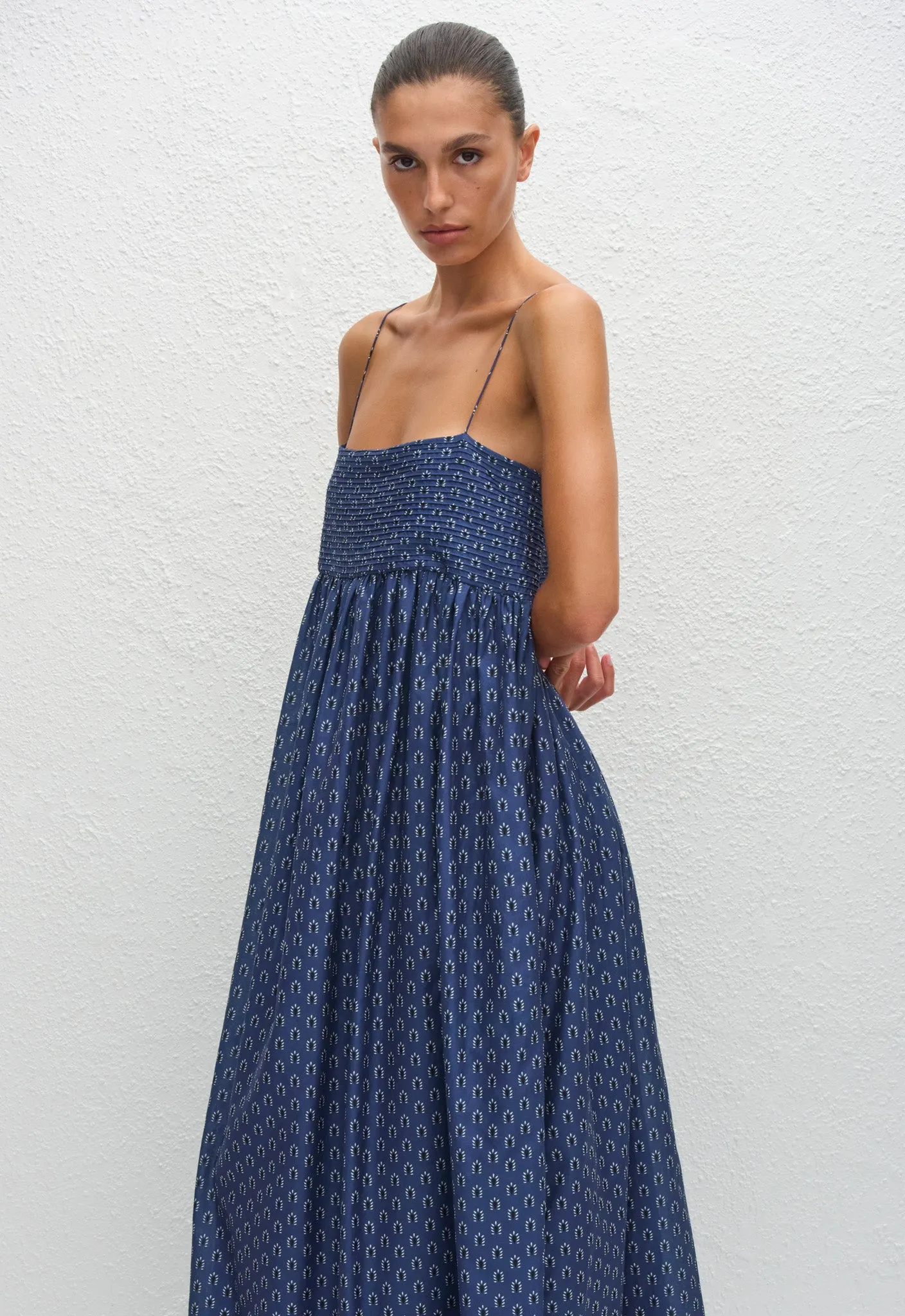 midi empire pintuck bodice dress Empire Pintuck Bodice Dress - Cassis