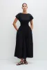 Shirred Waist Midi Dress - Black sold by Matteau