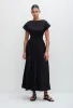 Shirred Waist Midi Dress - Black sold by Matteau