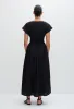 Shirred Waist Midi Dress - Black sold by Matteau